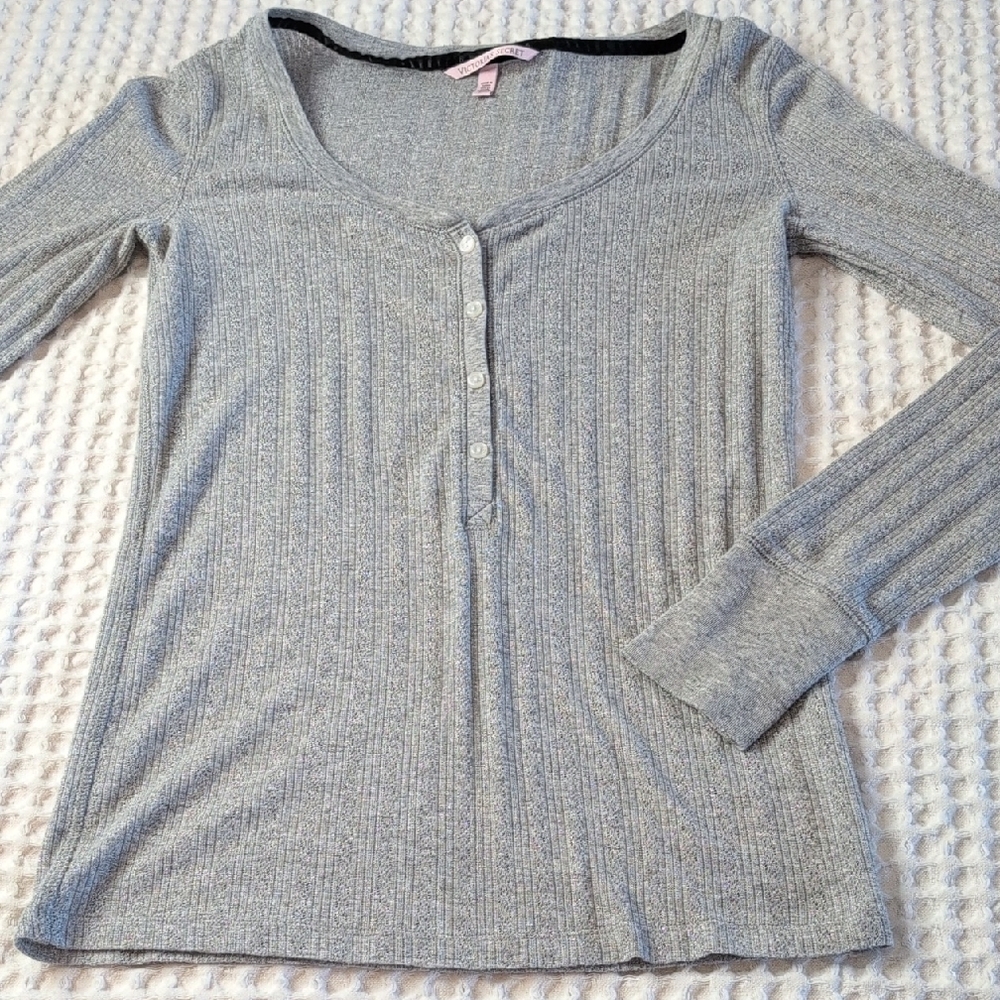Victoria's Secret Gray Metallic Long Sleeve Top
